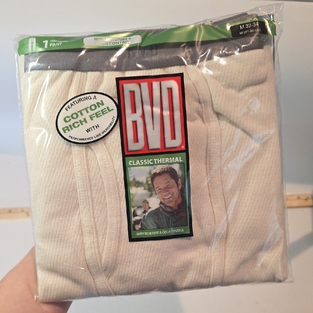 BVD‎ Men's Cream Cotton Underwear with Gray Trim Size M 32-34 (81-86cm) - Picture 2 of 11
